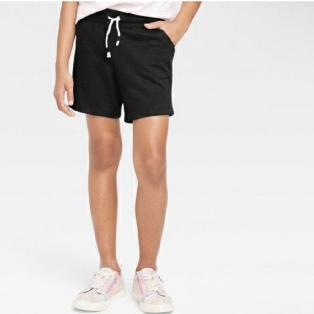 Cat & Jack Girls Black Pull On Drawstring Midi Shorts XXL